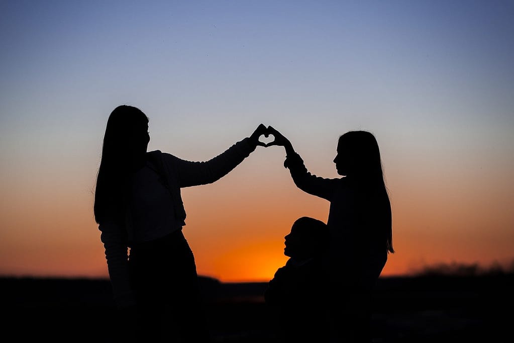 friends under sunset