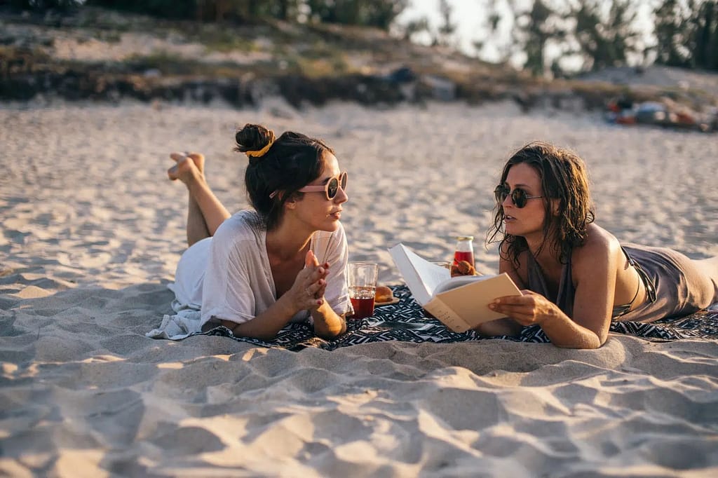 friends chatting under sunlight